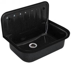 Stahl Ausgussbecken zur Wandmontage emailliert granitoptik 