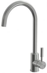 Spültischarmatur Edelstahl gebürstet mit hohem Bogenauslauf 