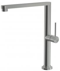 Spültischarmatur Edelstahl gebürstet mit hohem Auslauf eckig 