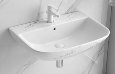 sanicomfort Keramik Waschbecken Rivo 60x45 cm weiß marmoriert matt 