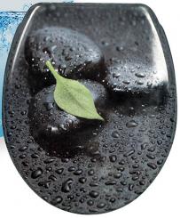 sanicomfort Duroplast WC-Sitz Steine im Regen mit Absenkautomatik 