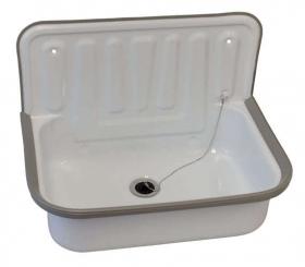 Stahl-Ausgussbecken weiß-emailliert zur Wandmontage 