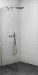 Dansani Match Seitenwand freistehend als Walk-In 2000x1400 mm, 6 mm Echtglas Klar mit Glassiegel, Profilfarbe silber matt