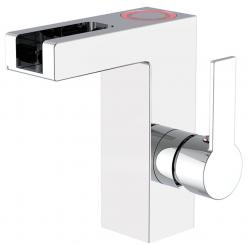 LED Waschtischarmatur mit Schwallauslauf chromoptik 