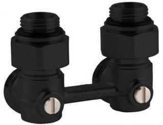 sanicomfort Zweirohr-Hahnblock 1/2" Eckgewinde schwarz matt 