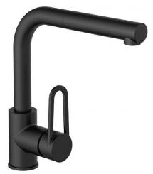 Hochdruck Küchenarmatur mit Geschirrbrause ausziehbar schwarz matt 