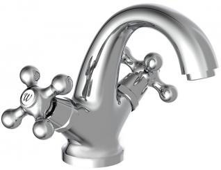 Kreuzgriff Zweigriff Waschtischmischer Old England chromoptik 