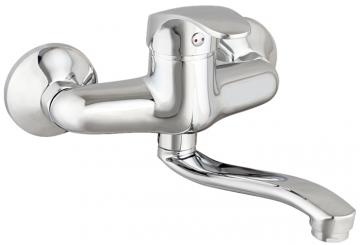 Einhebel Spültischarmatur zur Wandmontage chromoptik 