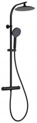 Überkopf Duschsystem mit Thermostatarmatur matt schwarz 
