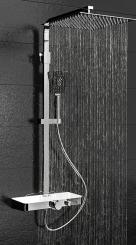 Teleskop Duschsystem mit Thermostatarmatur und Glasablage weiß 