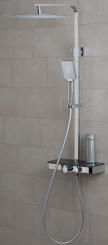 Teleskop Duschsystem mit Thermostatarmatur und Glasablage anthrazit 