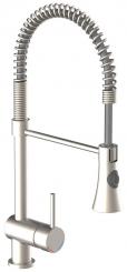 Niederdruck Gastro Spiralfeder Küchenarmatur mit Brause edelstahloptik 