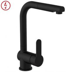 Niederdruck Küchenarmatur Geschirrbrause ausziehbar schwarz matt 