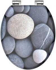 MDF Holzkern WC-Sitz Steine grau mit Absenkautomatik 