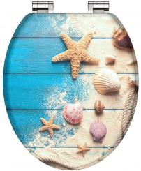 MDF Holzkern WC-Sitz Strand und Holz mit Absenkautomatik 