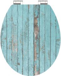 MDF Holzkern WC-Sitz Hochglanz Holz blau mit Absenkautomatik 