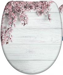 Duroplast WC-Sitz Blumen und Holz weiß mit Absenkautomatik 