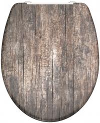 Duroplast WC-Sitz Holz alt mit Absenkautomatik + Schnellverschluss 