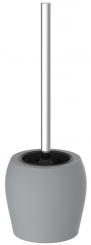 Edelstahl WC-Bürstenhalter mit WC-Bürste freistehend grau matt 
