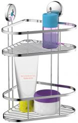 Edelstahl Eck-Duschablage zum Kleben oder Bohren 2 Etagen 