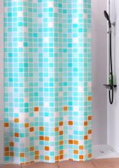 Textil Duschvorhang Antischimmel Effekt Mosaik blau/orange 200x180 cm 