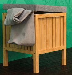 Bambus Wäschekorb mit Sitzkissen 52 cm hoch 