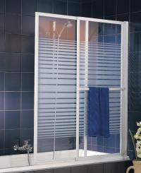 Schulte D1130 Badewannenaufsatz 2-teilig 1400x700-1180 mm Echtglas Querstreifen, Profilfarbe alunatur