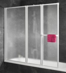Schulte D1410 Badewannenfaltwand 3-teilig 1400x1518 mm Kunstglas, Profilfarbe alunatur