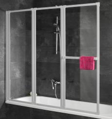 Schulte D1510 Badewannenaufsatz 3-teilig 1400x1268 mm Echtglas klar, Profilfarbe alpinweiß