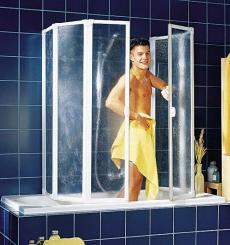 Schulte D1700 U-Kabine Badewannenaufsatz 2x3-teilig 1400x2x1040 mm Kunstglas, Profilfarbe alpinweiß