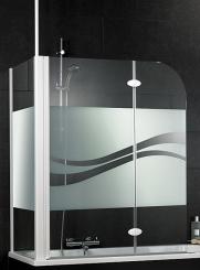 Schulte D3380 Badewannenfaltwand 2-tlg. mit Seitenwand 680-700 mm Dekorglas Liane, Profilfarbe alunatur, Scharnierfarbe chromoptik