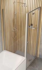 Schulte Trend 2.0 Drehfalttür mit Seitenwand verkürzt 6 mm Klarglas 2000/1750x900/900 mm, Profilfarbe alunatur, Türanschlag rechts