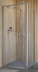 Schulte Duschkabine Trend 2.0 Drehtür mit Seitenwand 2000x800x800 mm, 6 mm Echtglas Klar, Profilfarbe alunatur