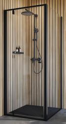 Schulte Duschkabine Trend 2.0 Drehtür mit Seitenwand 2000x800x800 mm, 6 mm Echtglas Klar, Profilfarbe matt schwarz