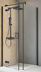 Schulte Toura Black Style Drehtür an Nebenteil mit Seitenwand 