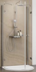 Schulte MasterClass Halbkreis Dusche 6 mm Echtglas Klar 2000x960x820 mm, Profilfarbe edelstahloptik