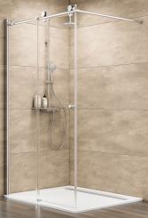 Schulte MasterClass Walk-In Duschwand mit Gleittür chromoptik 2000x1200 mm, 8 und 6 mm Echtglas Klar, Anschlag links