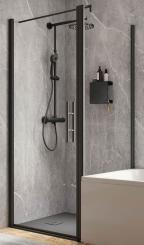 Schulte Duschkabine Garant 2.0 Drehtür mit Seitenwand verkürzt 2000/1750x900/750 mm, Profilfarbe matt schwarz, Türanschlag links