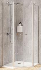 Schulte Garant 2.0 Fünfeckdusche 4-teilig mit Pendeltüren 2000x900x900 mm, 6 mm Echtglas Klar, Profilfarbe alunatur