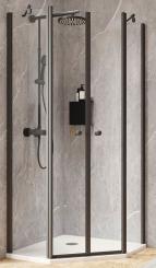 Schulte Garant 2.0 Fünfeckdusche 4-teilig mit Pendeltüren 2000x1000x1000 mm, 6 mm Echtglas Klar, Profilfarbe matt schwarz