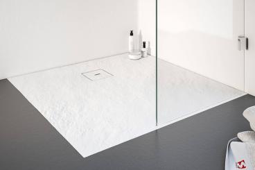 Schulte plan Mineralguss Steinoptik Quadrat Duschbecken bodeneben 900x900 mm alpinweiß