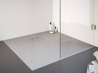 Schulte plan Mineralguss Steinoptik Quadrat Duschbecken bodeneben grau