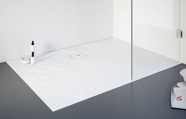 Schulte plan Mineralguss Steinoptik Rechteck Duschbecken bodeneben 800x1200 mm alpinweiß