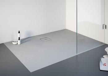 Schulte plan Mineralguss Steinoptik Rechteck Duschbecken bodeneben 900x1000 mm grau