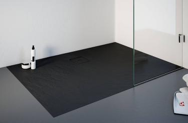 Schulte plan Mineralguss Steinoptik Rechteck Duschbecken bodeneben 900x1000 mm anthrazit