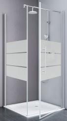 Schulte Alexa Style 2.0 Drehtür mit Seitenwand Echtglas Depoli mit Glassiegel 1920x900x900 mm, 5 mm Echtglas Depoli mit Glassiegel, Profilfarbe alunatur