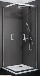 Schulte Sunny Eckeinstieg mit Schiebetüren 5 mm Echtglas Klar 1900x900x900 mm, Profilfarbe chromoptik