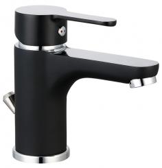 Einhebel Waschbeckenarmatur matt schwarz/chrom 