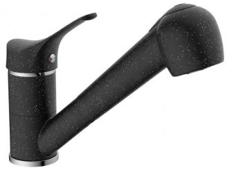 Niederdruck Küchenarmatur mit Geschirrbrause Granit schwarz 