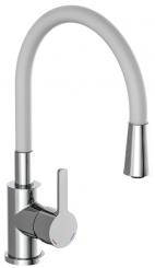 Küchenarmatur flexibler Bogenauslauf chromoptik-hellgrau 